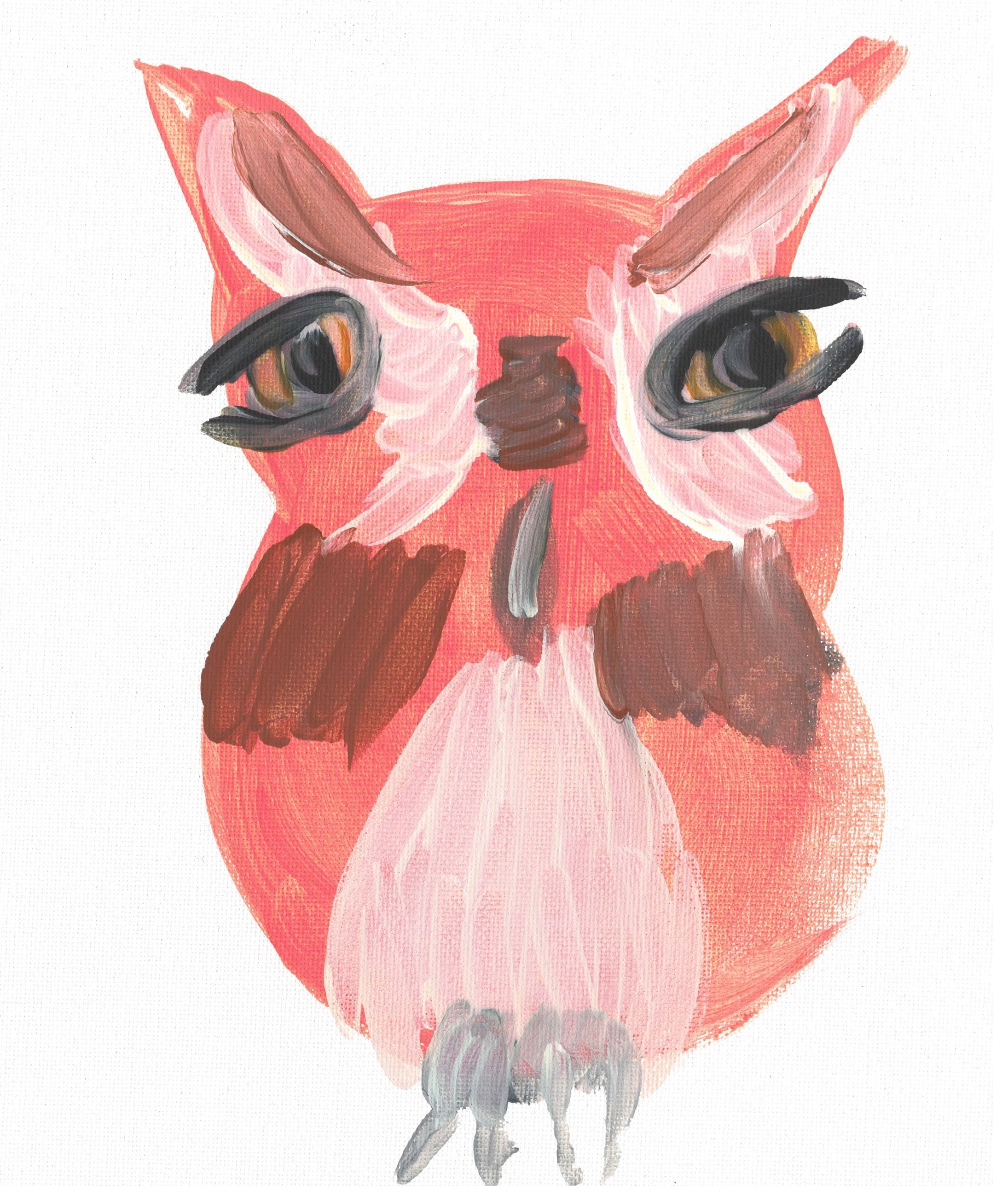 Painting of a Pink Owl